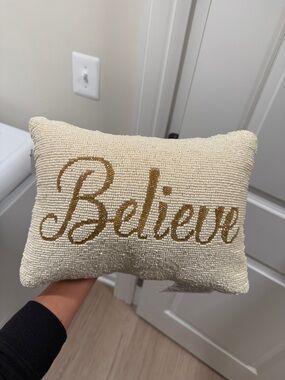 Believe Beaded Accent Pillow